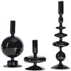 MINGZHE 3 Pezzi Portacandele in Vetro Portacandele Conici in Vetro Candeliere Portacandele in Vetro Ondulato Eleganti Candelieri in Vetro Vasi in Vetro per Centrotavola per Feste in Casa(Nero)
