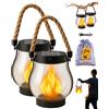 FUSSWIND Lanterna solare ufficiale per esterni, con fiamma danzante, corda di canapa impermeabile, luci solari tremolanti per esterni, con doppia modalità di ricarica solare e USB, per giardino e cortile (2