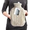 Glamza Borsa dell'acqua calda tascabile da 2 litri con coperchio, in gomma naturale, borsa dell'acqua calda perfetta per alleviare il dolore, scalda mani e piedi e impacchi freddi (bottiglia color crema con