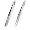 Rubis pinzette sopracciglia professionale inox acciaio - punta obliqua (azzurro)