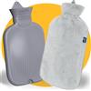 Pasper Borsa dell'acqua calda con rivestimento, extra grande, 3,5 litri, XXL, senza cuciture, grigio