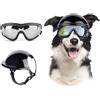 Billionchains Set di occhiali per cani e casco per cani, anti-polvere, protezione UV, occhiali da sole per cani, resistente casco da moto per cani, con foro per le orecchie, occhiali regolabili e