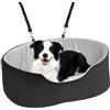 PawHut Seggiolino auto cani piccoli medi con cintura sicurezza cuscino | Letto per cani in auto, rimovibile, lavabile, per cuccioli sotto 15kg, Nero