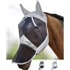 Harrison Howard CareMaster Maschera Anti-Mosche per Cavallo UV Protezione Pieno Volto Argento/Nero