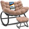 KESSER Sedia a dondolo per interni ed esterni, ergonomica, carico massimo di 120 kg, con piedini antiscivolo, resistente alle intemperie (tortora, XXL Chillexer Pro)