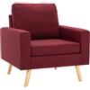 vidaXL Poltrona Sedia per Salotto Seggiola Poltroncina Divano Singolo Divanetto per Una Persona Arredamento per Salone Rosso Vino in Tessuto