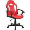 MarinelliGroup Sedia gaming JUNIOR RAGAZZI girevole poltrona ecopelle Oliver (Bianco - Rosso)