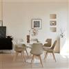 Uderkiny Set tavolo da pranzo e sedia, Tavolo da pranzo rotondo in MDF da 110 cm con 6 moderne sedie da pranzo, adatti per cucina, sala da pranzo, soggiorno, caffetteria, balcone (Bianco，6 Cachi