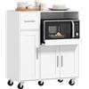 HOMCOM Mobile Microonde 5 Ruote, Piano Estraibile, 80x40x88.7 cm, Bianco