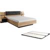 Vente-unique - Letto con LED + Rete + Comodini 160 x 200 cm le e Antracite - ELYNIA