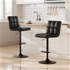 bigzzia Set di 2 sgabelli da bar girevoli in pelle sintetica regolabili in altezza con schienale per colazione, bancone, cucina e casa, colore: nero