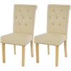 Mendler Set 2X sedie Vintage retrò Inglesi Sala Pranzo Chesterfield II - Ecopelle Avorio Piedi Chiari