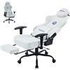 Submi Sedia Gaming Ergonomica per Computer, Sedia da Gaming con Schienale Alto e Poggiatesta, Poltrona Gaming per Adulti, Sedia da Ufficio con Poggiapiedi Regolabile, 150kg (Hellgrau)
