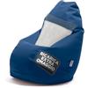 Avalon - Pouf Bambini Jazz in Ecopelle Deluxe Super Resistente, Pouf Sacco di Qualità Sartoriale, Bean Bag per Sedersi Ergonomico, Pouf a Sacco Impermeabile, Made in Italy(56x76cm-Blu)