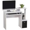 Vinsetto Scrivania Moderna Porta PC, Scrivania per Computer con Mensola Porta Tastiera, Ripiano e Cassetto in Tessuto, 100x40x86.6cm, Bianco e Nero