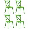 MarinelliGroup Sedia in polipropilene ristorante trattoria bar pub vintage casa giardino esterno interno croce Cleo SET 4 PEZZI (Verde)