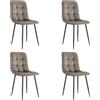 eacommerce | Sedia da pranzo imbottita in Velluto, gambe in metallo 44x54x87 cm | Schienale trapuntato, facile da pulire | Comfort per sala da pranzo (Tortora)