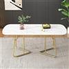 Merax Tavolo da pranzo allungabile 140/180 x 80 cm, in MDF con gambe in metallo, moderno tavolo da cucina per 4-6 persone, effetto marmo bianco