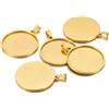 QCKNKMGG Basi grezze in Acciaio Inossidabile, 5 Pezzi in Acciaio Inossidabile cabochon con Base Vassoio Lunetta 10-40 mm Pendente Multicolore Gioielli Fai da Te(Gold Color,35mm)