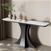 LLYLAFDC Consolle Moderna in Pietra Sinterizzata, Tavolo d'Inserto di Lusso con Base a X Aerodinamica, Tavolino Accento Stretto per Corridoio Ingresso Soggiorno(White+Black,100cm)