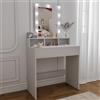 Arreditaly Toeletta Tavolino Da Trucco Tavolo Con 9 Luci LED Con Luminosità Regolabile Specchio 2 Cassetti 3 Scomparti A Giorno Postazione Make Up In Legno Design Moderno 40 x 80 x 145 Cm Bianco