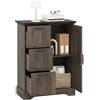 COSTWAY Mobile Bagno da Terra, Mobiletto Portaoggetti Moderno con Ante e 3 Cassetti, Armadietto Bagno per Cucina e Soggiorno, 60 x 30 x 80 cm (Grigio)