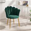 Luxstein Sedia da toeletta in velluto con gambe in metallo dorato, elegante sedia imbottita per soggiorno, comoda poltrona con braccioli, design moderno, 62 x 56 x 79 cm, verde