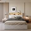 Yeutre Letto baule 160 x 200, con illuminazione a LED e porta USB, letto 2 persone con spazio idraulico e ripiano aperto letto matrimoniale imbottito per adulti e adolescenti (senza materasso) (bianco, 160 x