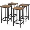 GIANTEX Set di 4 Sgabelli Quadrati da Bar, Design Industriale con Sedie, Poggiapiedi, di Telaio in Ferro, per Cucina/Bistrot/Caffè, Portata di 150KG, 30x30x72cm