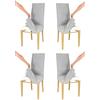 t m c s Tommychairs - Set 4 sedie imbottite con cuffia sfoderabile modello Jazz per cucina, struttura in faggio rovere, seduta e schienale imbottiti e rivestiti con cuffia in tessuto grigio chiaro