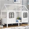 Lcoho Letto singolo, lettino con 2 finestre, telaio in pino, MDF