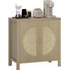 HOMCOM Buffet per soggiorno 2 ante in rattan 75x38x77 cm Legno Naturale