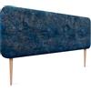 DHOME Testiera Imbottita Liscia con Gambe Arrotondata Luxury Edition per Parete Acustica Testiere Fonoassorbenti Testata Letto Camera da Letto (Luxurious Blue, 160cm)