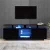 SACOOL Mobile TV da 1,4 m, nero con illuminazione a LED a 16 colori, elegante armadietto per TV da 60 pollici, pannello lucido con vano in vetro, TV Board