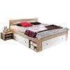 AVANTI TRENDSTORE - Stefan - Letto francese Futon con 2 comodini e 3 cassettoni estraibili salvaspazio inclusi nella struttura in legno laminato, disponibile in diversi colori (Marrone - bianco)