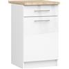 AKORD | Armadio da Cucina con Piano di Lavoro - Oliwia S50 | Mobiletto Base con Anta, Cassetto e 2 Ripiani | Mobile Ingresso | Credenza | Penisola | Armadietto | 46 x 50 x 85 cm | Bianco|Bianco lucido