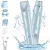 Syzplnwy Rasoio elettrico da donna 2 in 1 e trimmer per bikini, senza fili, bagnato e asciutto, ricaricabile, impermeabile, per depilazione indolore su gambe, ascelle, peli pubici e aree intime, blu