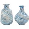 Deco 79 Vaso in vetro soffiato fatto a mano, set di 2 17,8 cm di larghezza, 25,4 cm di altezza, blu