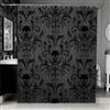 Erosebridal Tenda da doccia in tessuto damascato nero antico vittoriano barocco gotico set vintage floreale esotico teschio di zucchero accessori da bagno 182,9 cm x 72 L, scheletro bohemien, grigio