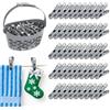 IMMCUTE Set Mollette Bucato con Cestino Porta Mollette - 50 Pezzi per Lavanderia e Alimenti da Cucina con Barrette e Filo per Stendere il Bucato da Esterno, Cesta Bucato Portatile per Interni ed Esterni