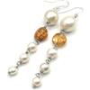 Handmade Orecchini con Perle Barocche e Citrino Naturale, Pendenti Lunghi, Argento 925, Made in Italy