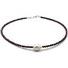 Generico Collana con Granato Rosso e Perla Bianca Barocca, Girocollo con Pietre Piccole, Argento 925, Gioielli Minimalisti, Bijoux Made in Italy