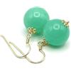 Generic Orecchini in Giada Verde Acqua e Vermeil Dorato 24 K Made in Italy, Gioielli Classici, Bijoux Estate, Regalo per Lei