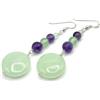 Handmade Orecchini Giada Verde e Ametista Viola, Pendenti in Argento 925, Gioielli Pietre Dure, Bijoux Estate, Regalo per Lei