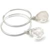 Generic Orecchini con Cerchi in Argento 925, Pendenti in Quarzo Rosa, Gioielli Minimalisti, Regalo di Natale per Donne, Bijoux Pietre Dure Natural