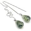 Generico Orecchini con Prehnite Verde, Pendenti Lunghi a Goccia, Argento 925, Gioielli Moderni, Bijoux Minimalisti, Pietre Dure Naturali