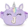 YOOLIFE Regalo di compleanno per ragazze e bambini, marsupio con iniziale, borsa a tracolla, Viola, J, J
