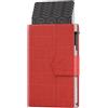ProWallet Plus - Portacarte - 8 carte, banconote e monete - Portacarte con cerniera - RFID - Piccolo porta carte di credito - Portafoglio elegante (Croco Rosso)