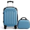 LALAHO Set di 3 valigie (M, L, XL), trolley rigido leggero in ABS, robusto e durevole, bagaglio a mano con 4 ruote e paraspigoli, grigio/grigio scuro/blu scuro/oro rosa, Blu navy/2, Kofferset 2tlg