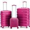 Flight Knight Set di 3 Valigie Rigide ABS per Viaggi e Vacanze Bagaglio a Mano 40 cm Medio e Grande da Stiva Trolley Leggero e Resistente 8 Ruote Spinner con Serratura TSA